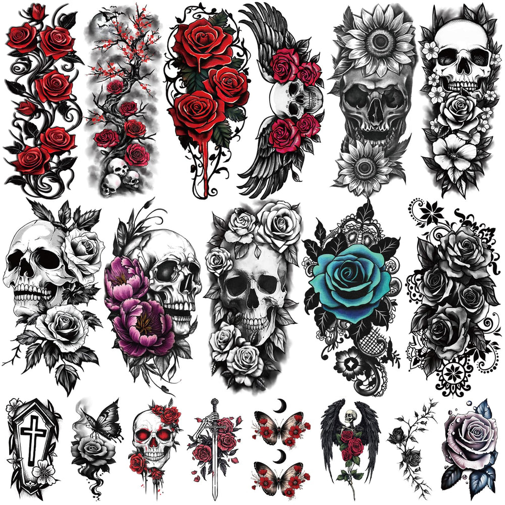 Yazhiji 77 láminas tatuaje temporal calavera flor para estilo impactante