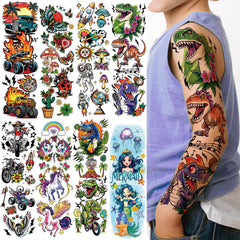 Tatuaje temporal Yazhiji de sirena, colores brillantes para brazos infantiles