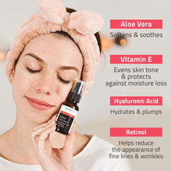 YEOUTH Retinol Serum textura cremosa en la piel, mejora suavidad.