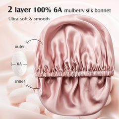 Bonete de seda YFONG reversible de doble capa para peinado protegido al dormir
