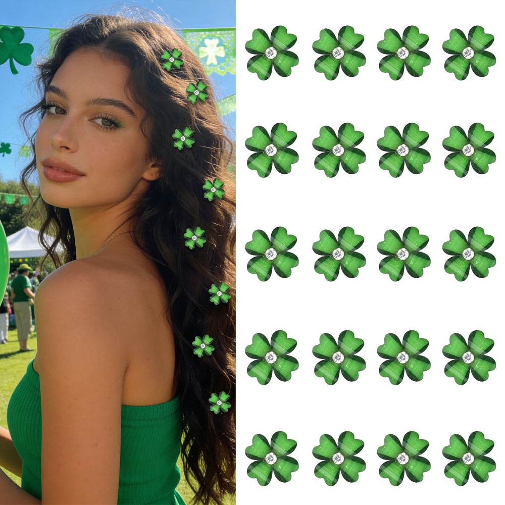Clips de pelo YISSION trébol de cuatro hojas verde para mujeres y niñas.