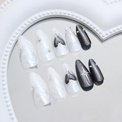 YKZFUI uñas almendra negro detalle gotico: estilo audaz para eventos.