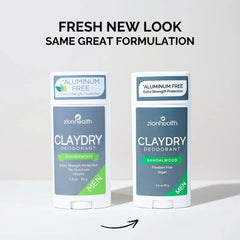 Zion Health desodorante con arcilla y minerales para absorción ligera.