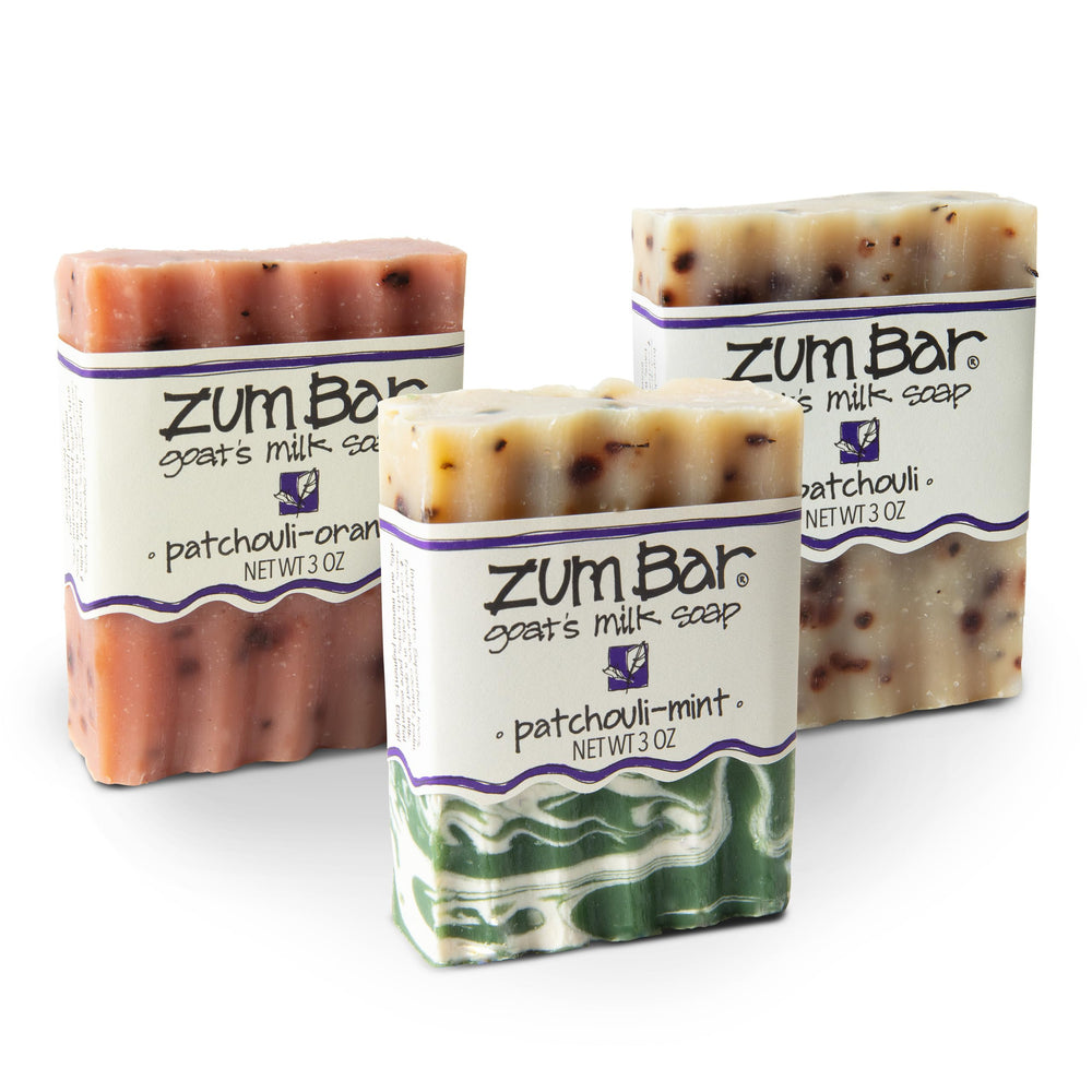 Jabón Zum Indigo Wild de leche de cabra con patchouli, barra de tres onzas para piel suave