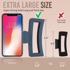ZYTJ clip rectangular grande con acabado mate, ideal para estilos de pelo grueso y rizado.