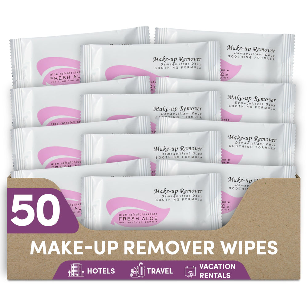 1-Shoppe All-in-Kit aloe fresco desmaquillante toallita para hoteles, higiene rápida.