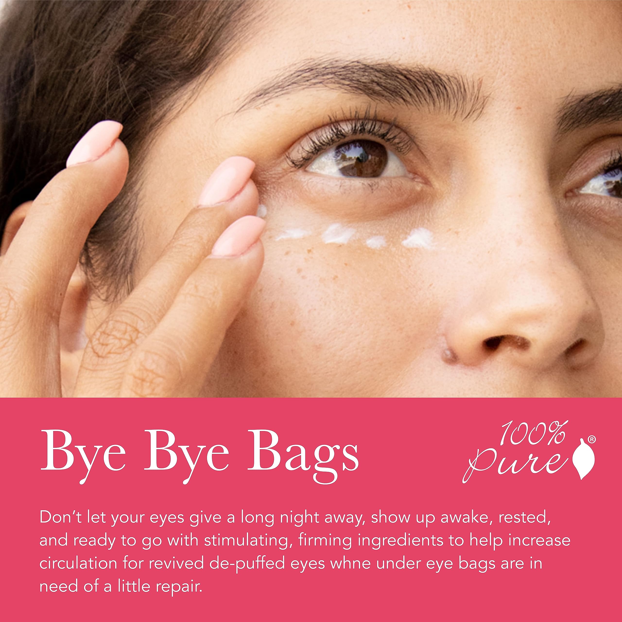 Aplicación suave alrededor del contorno de ojos con 100% PURE