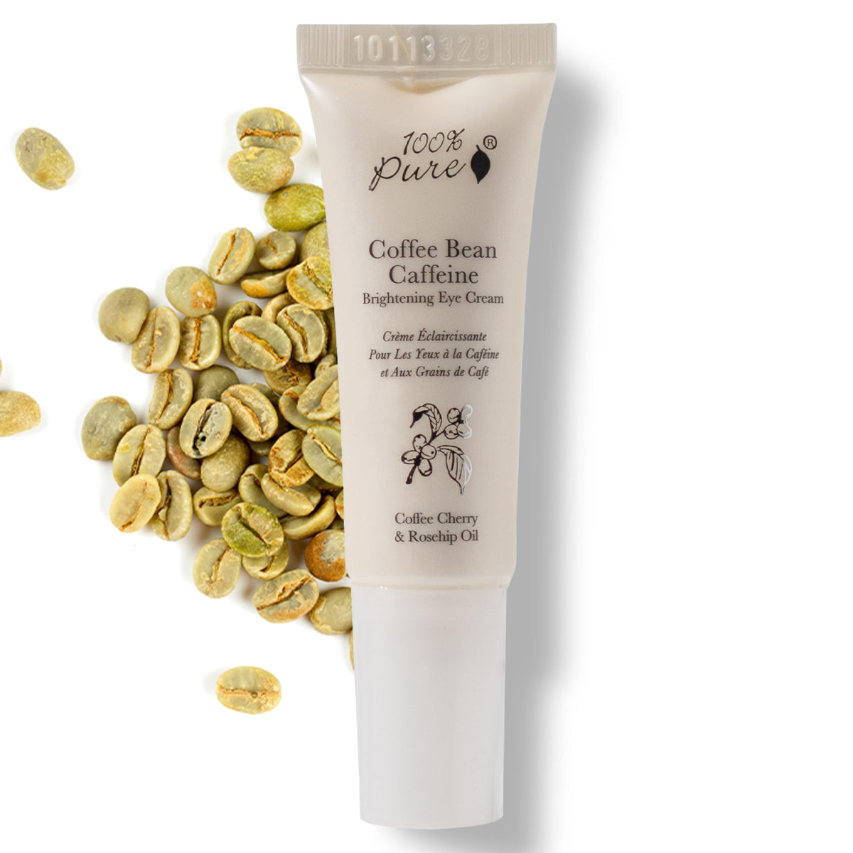 Crema de ojos 100% PURE en tubo con cafeína para despertar la mirada