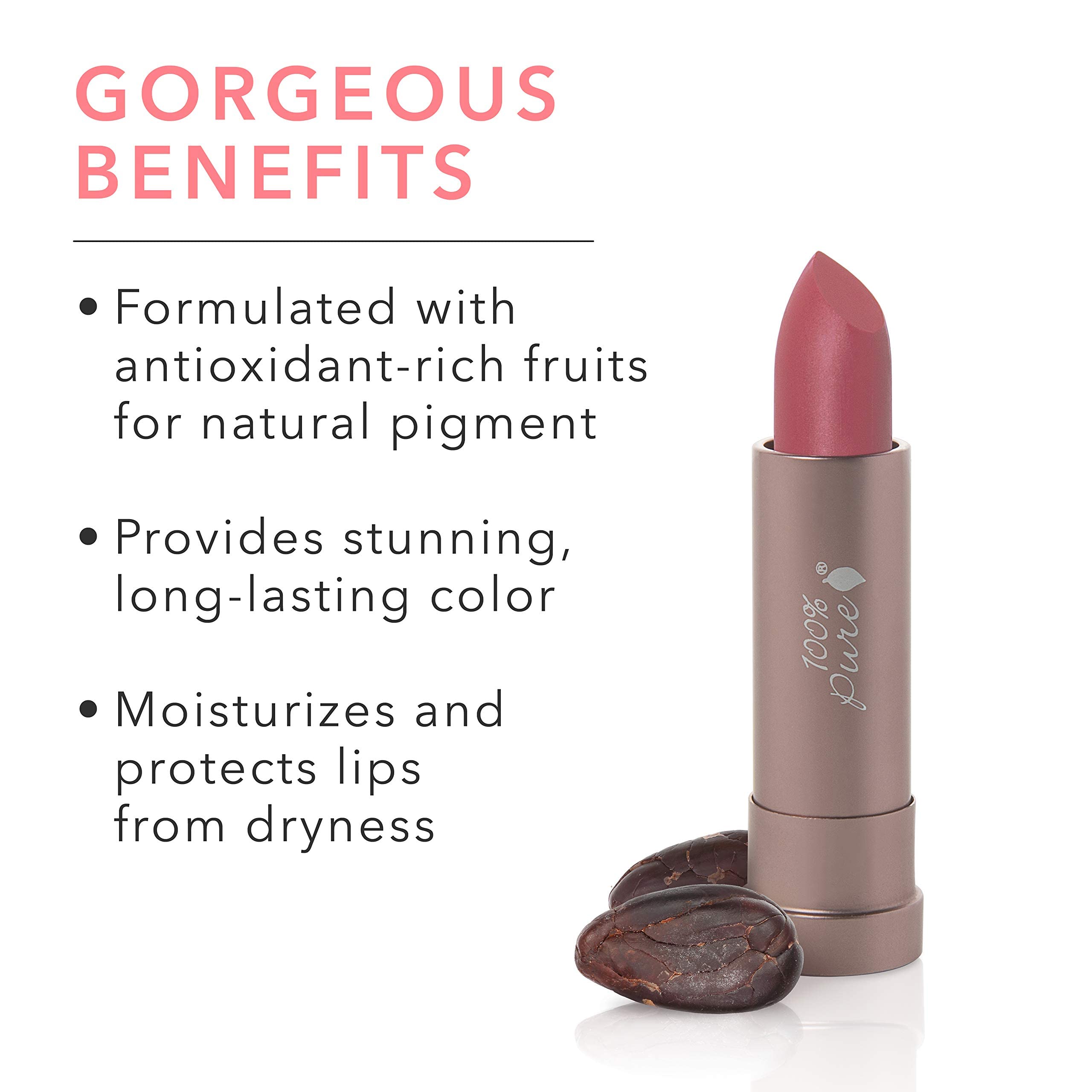 Labial 100% PURE mate Plume Pink, pigmento natural para tonos neutros.