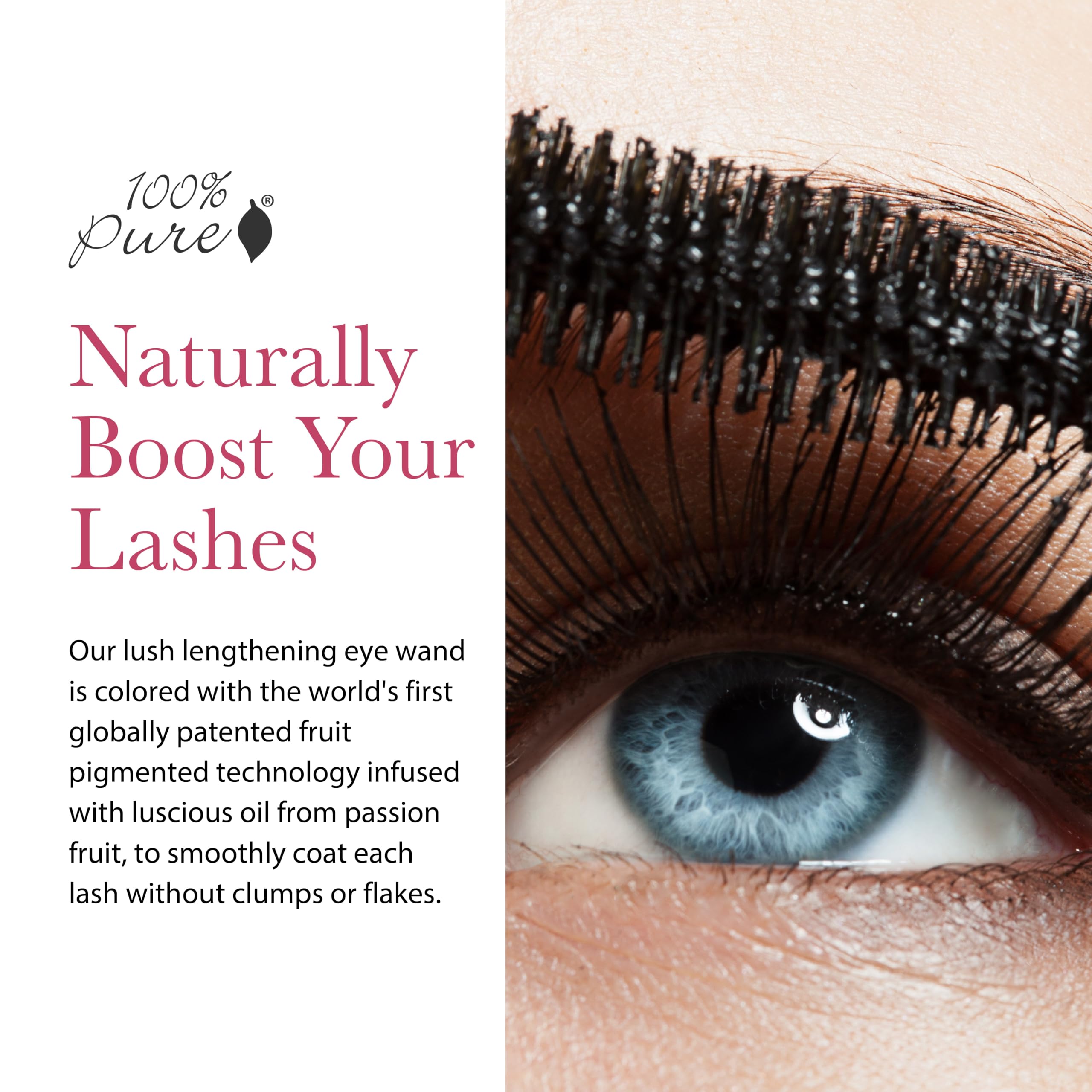100% PURE Mascara Maracujá: largo-pestanas para mirada más amplia.