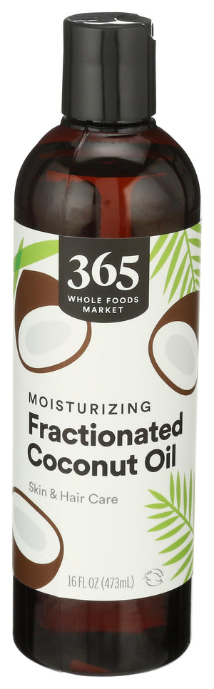 365 by Whole Foods Market aceite de coco fraccionado en envase para piel suave.