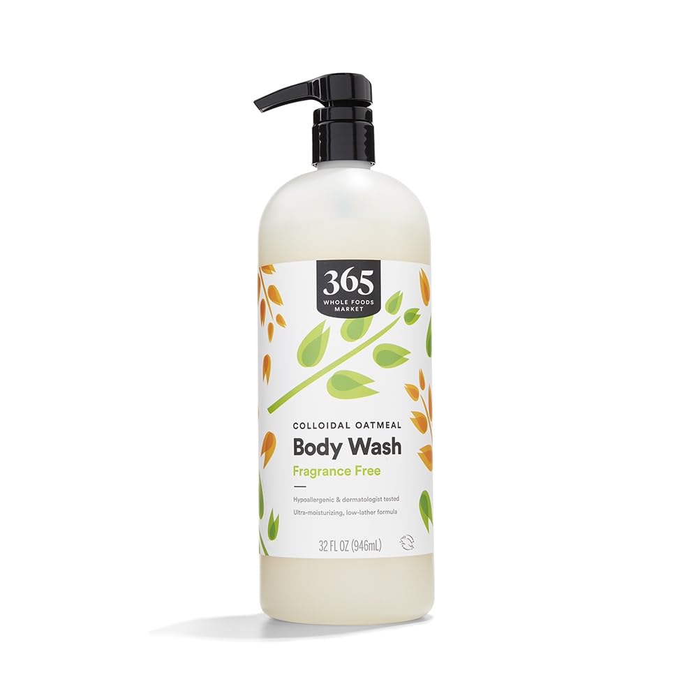 Gel de ducha 365 by Whole Foods Market con avena coloidal y sin fragancia para piel sensible.
