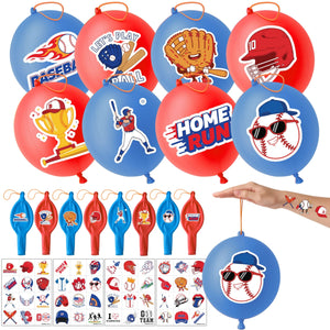 91BALLOONS globos punch-baseball de 18 pulgadas en azul y rojo para fiestas.
