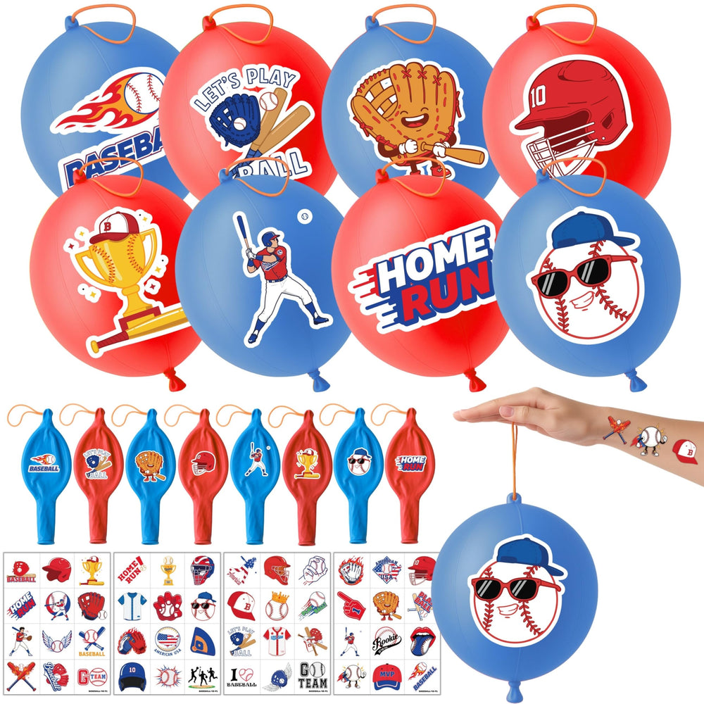 91BALLOONS globos punch-baseball de 18 pulgadas en azul y rojo para fiestas.
