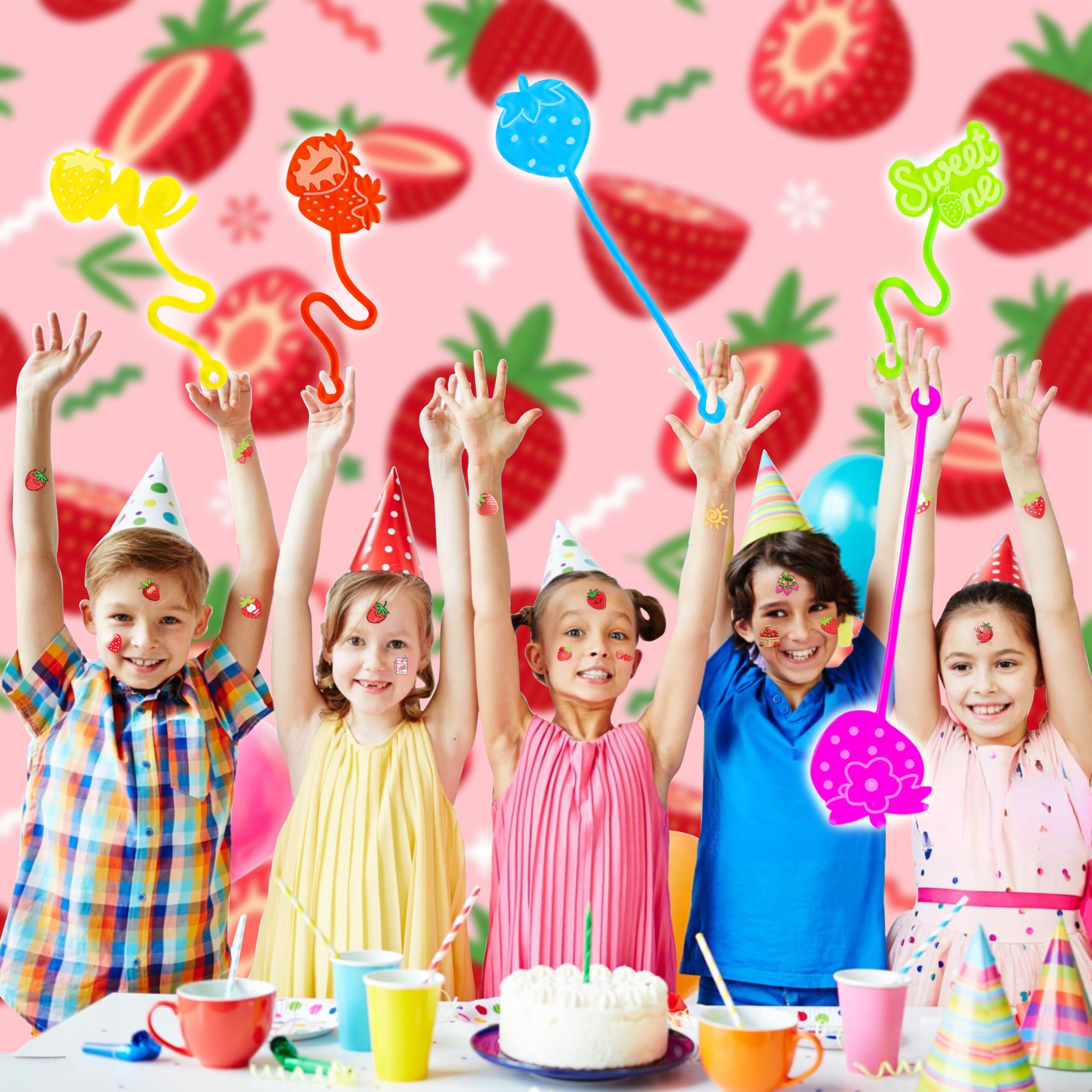 91STICKYHAND: piñatas y premios con temática de fresa para la clase.