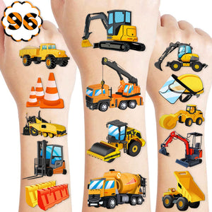 Tatuaje temporal 91TATTOOS: coche de construcción, ideal para fiestas temáticas.
