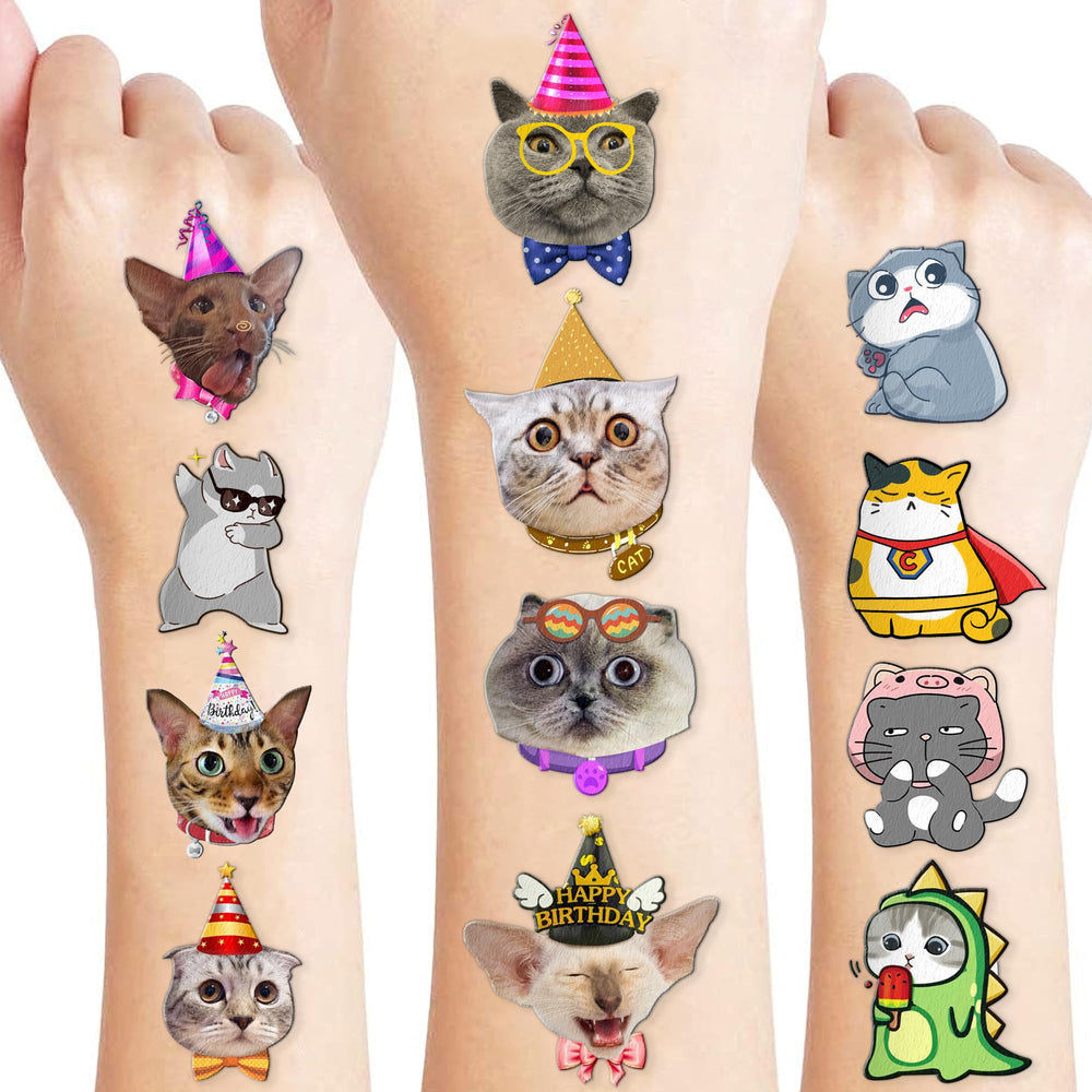 91TATTOOS tatuajes temporales gatos-pre-cortados 01: opciones divertidas para fiestas infantiles