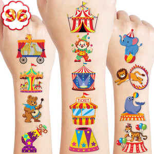 91TATTOOS tatuajes temporales payaso carnaval para fiestas infantiles, colores vivos y fáciles de aplicar