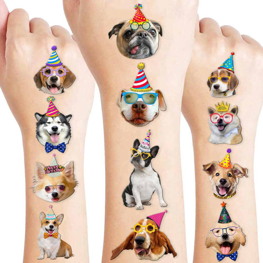 Tatuaje temporal 91TATTOOS de perros, perfecto para fiestas infantiles.