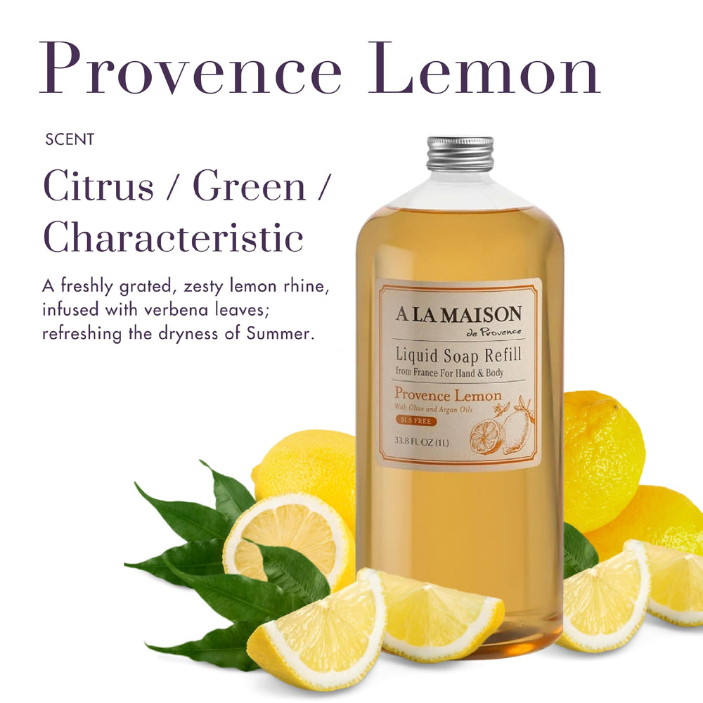 A LA MAISON Jabón líquido Provence Limón, espuma cremosa que cuida las manos
