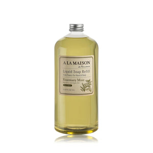 A LA MAISON Jabón líquido para manos romero y menta en botella, aroma fresco.