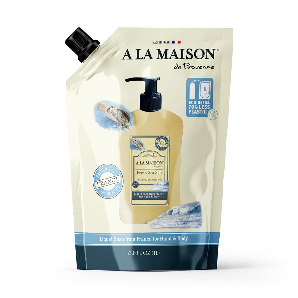A La Maison Jabon Liquido Sal Marina Fresca, textura cremosa para limpieza suave diaria.