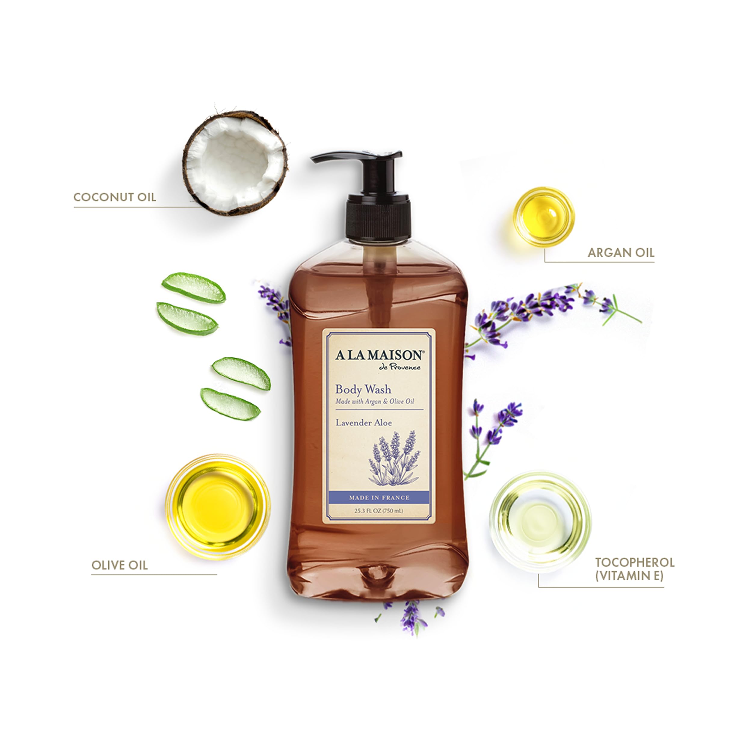 A LA MAISON lavado corporal Lavanda Aloe en botella ergonómica para uso diario.