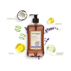 A LA MAISON lavado corporal Lavanda Aloe en botella ergonómica para uso diario.