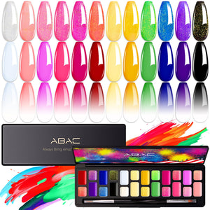 ABAC gel de uñas 24 colores con brocha doble para aplicación precisa.