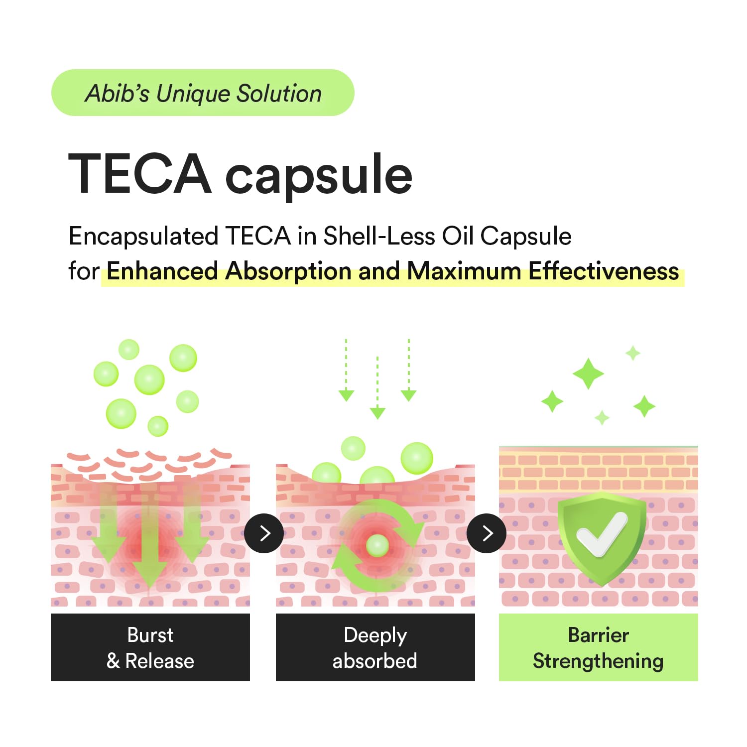 Sensación ligera y humectación duradera de Abib Heartleaf TECA.