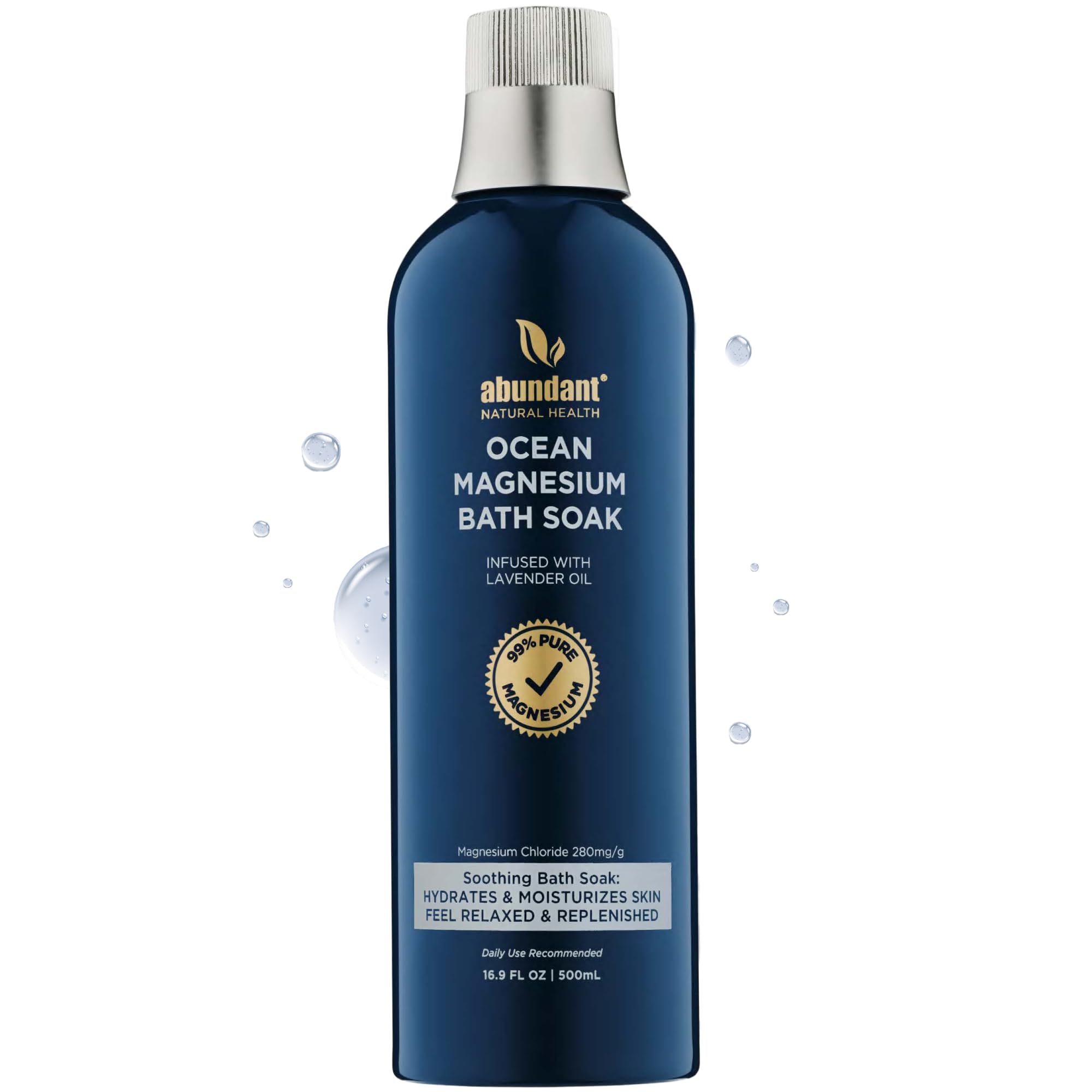 Abundant Natural Health, magnesio oceano, botella vertiendo para relajación muscular