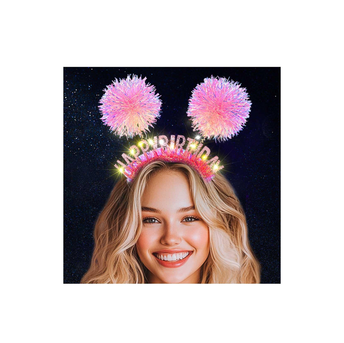 Diadema Aceorna corona luminosa rosa, ideal para fiestas y celebraciones de cumpleaños.