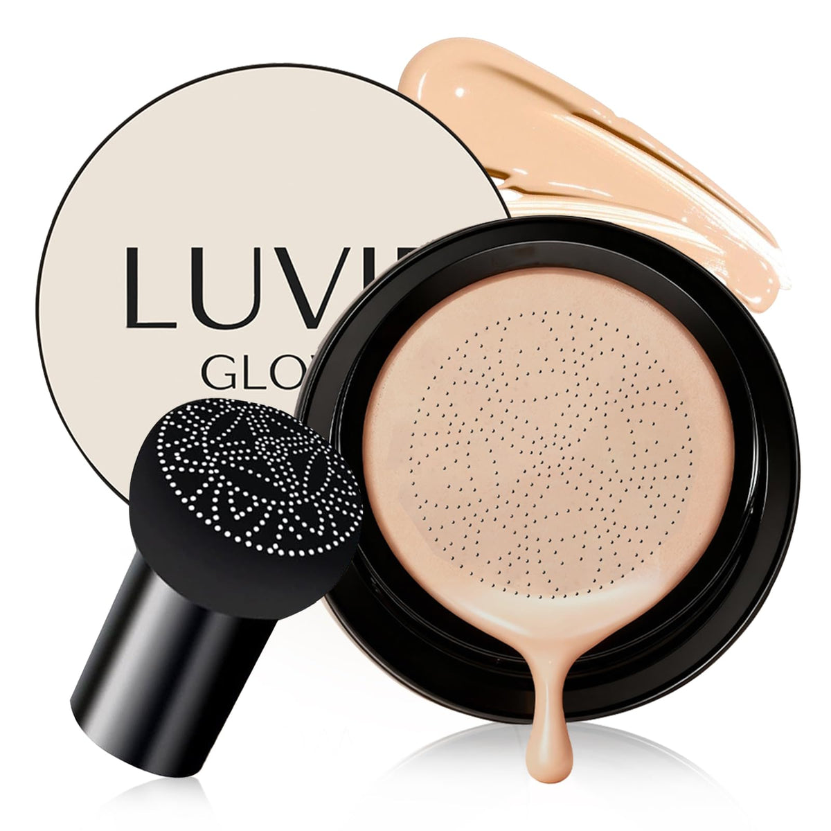 Acuever Luvie Glow Foundation Cushion envase compacto para retoques precisos.