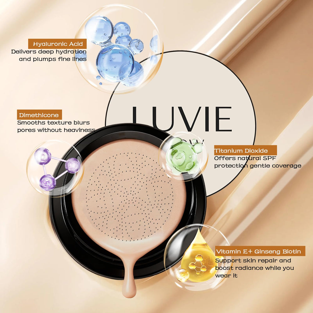 Acuever Luvie Glow Foundation Cushion ingredientes hidratantes para piel radiante.