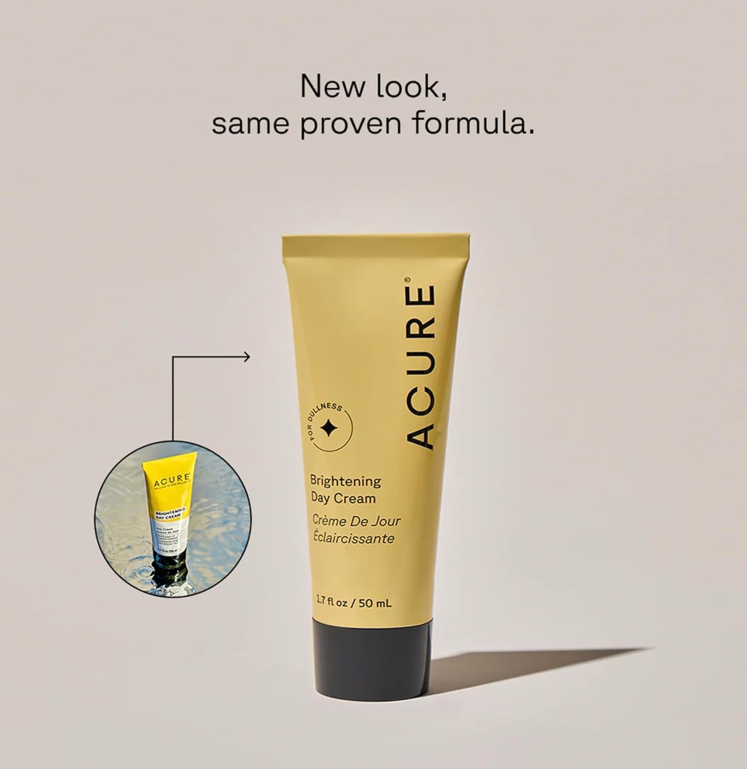 Crema de día Acure, textura ligera y absorción rápida.