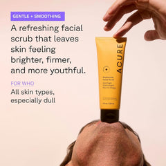 Acure Brightening Facial Scrub French green clay closeup emphasizes detoxifying minerals.