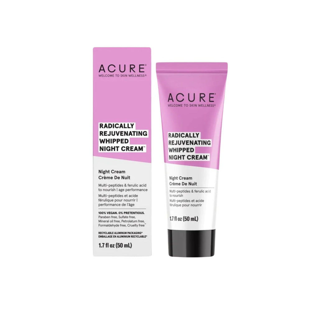 Acure crema nocturna en espuma suave para hidratación y renovación facial nocturna