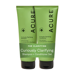 Acure Curiosamente Clarificante Champú frente muestra limpieza profunda para cabello graso