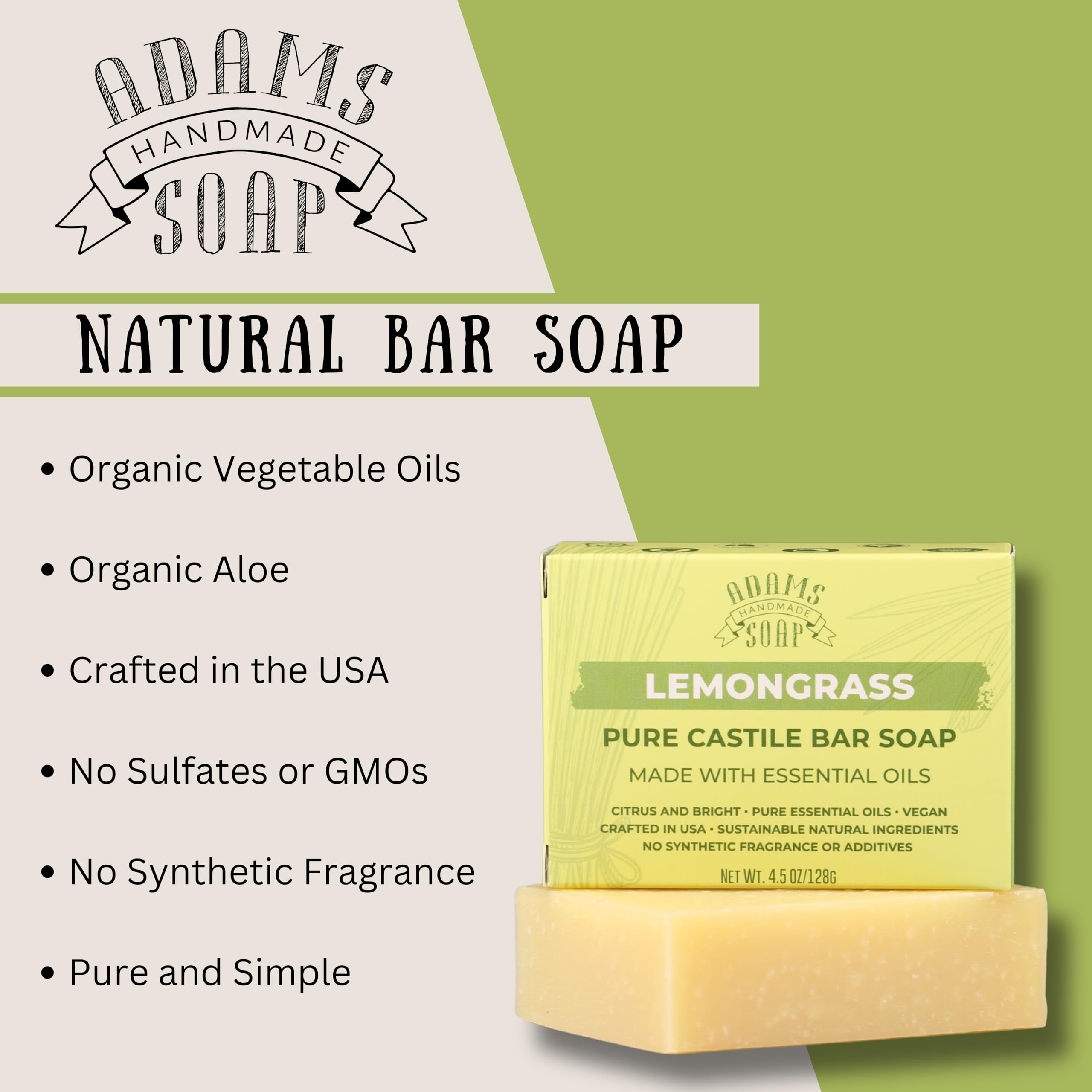 Adams Handmade Soap: aroma cítrico de citronela para despertar la mañana.
