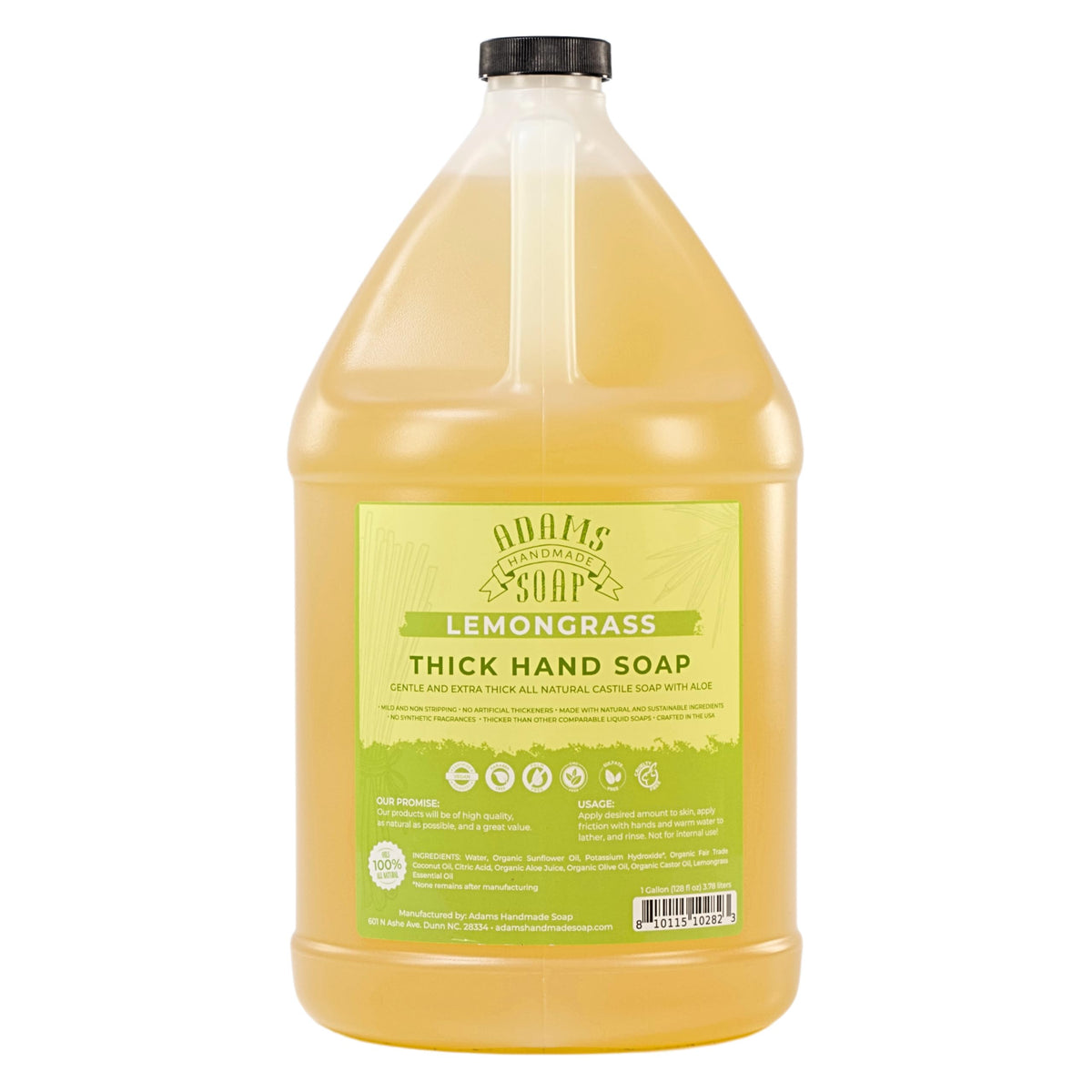 Adams Handmade Soap jabon castile líquido denso para lavado de manos suave y eficaz.