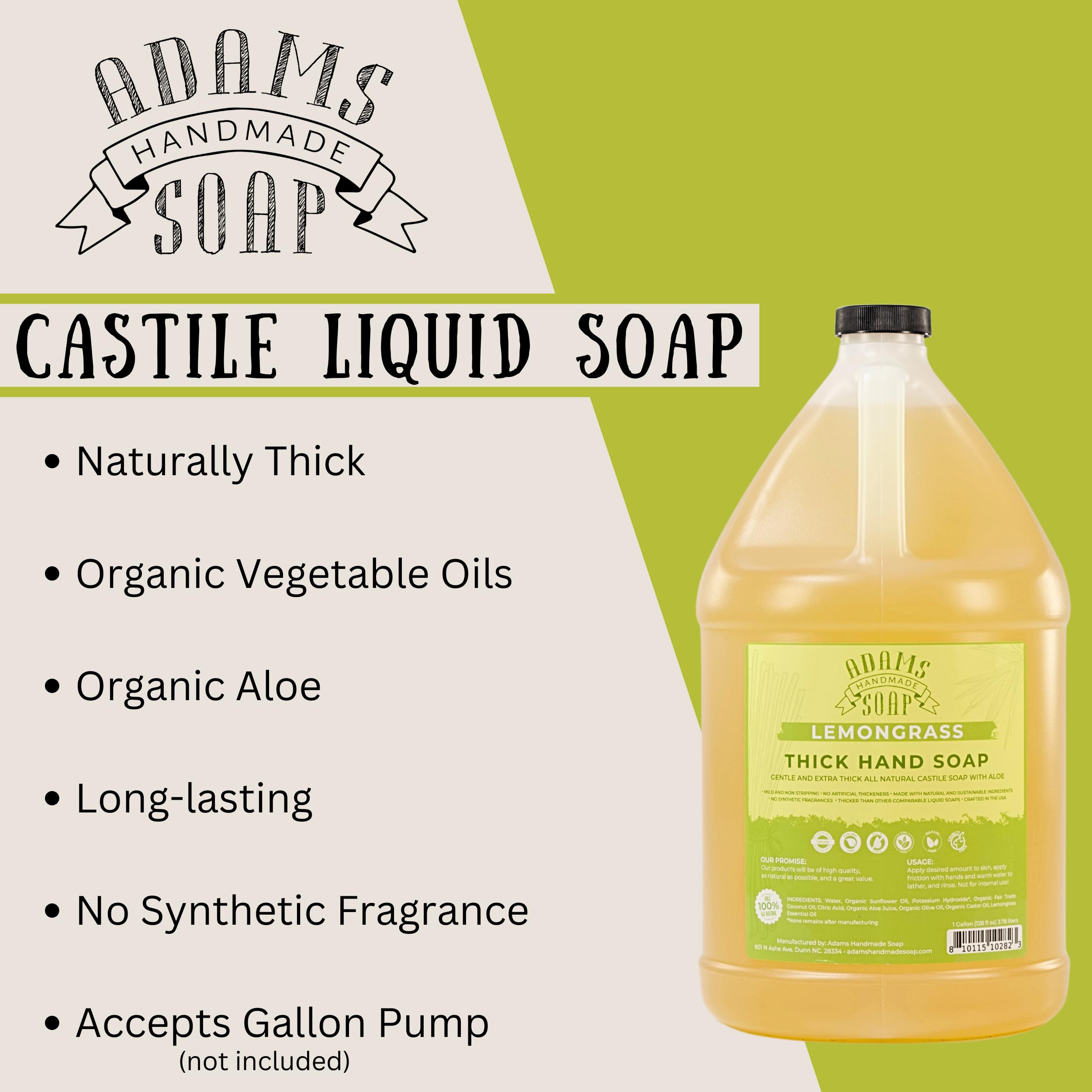 Adams Handmade Soap galón de recarga Lemongrass para ahorro y comodidad.