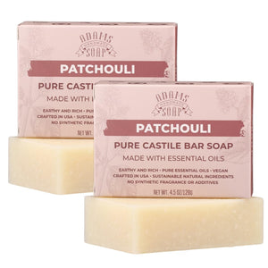 Adams Patchouli Barra de Castilla, limpieza suave para la piel.