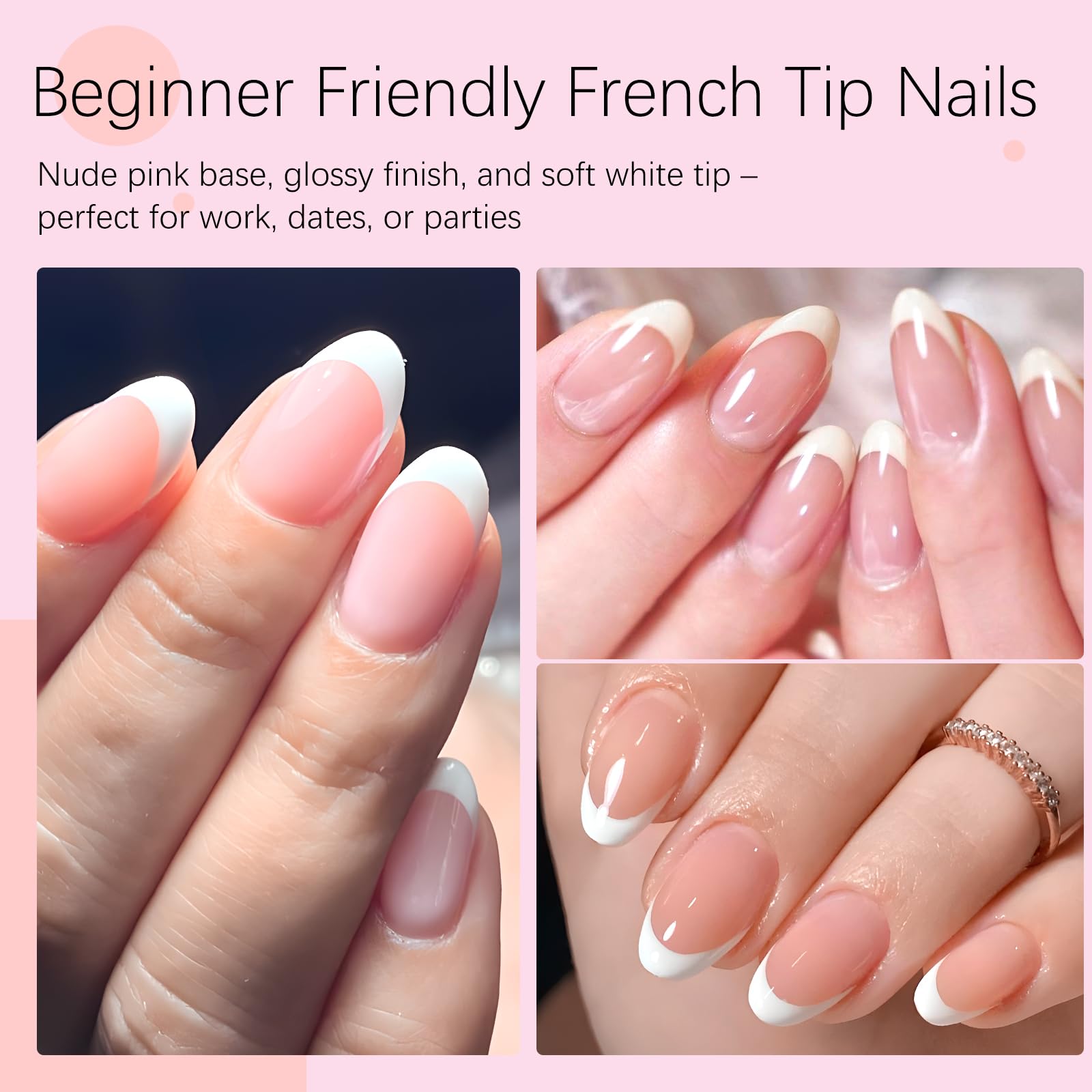 AddFavor uñas postizas ovalas blancas brillantes para un look impecable.