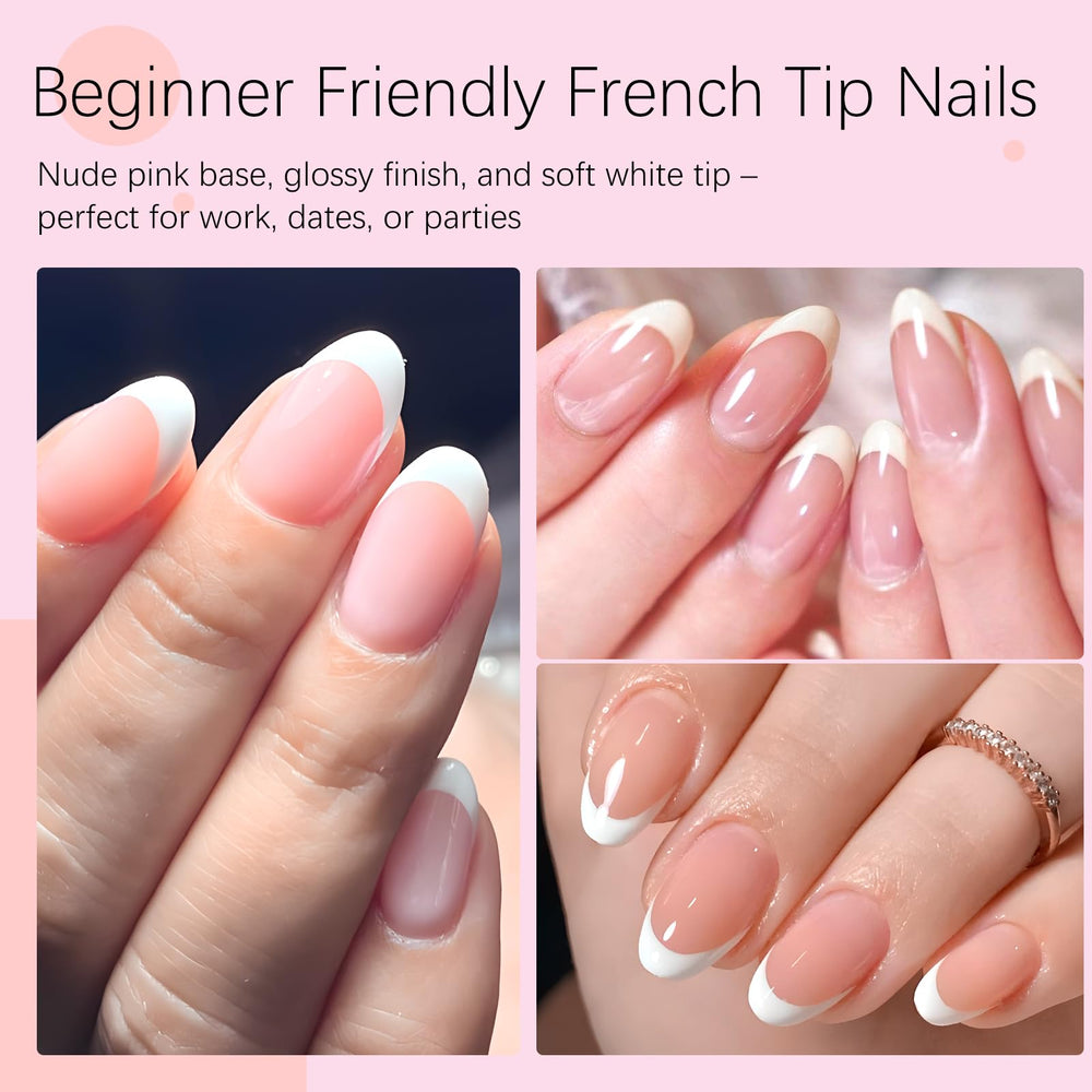 AddFavor uñas postizas ovalas blancas brillantes para un look impecable.