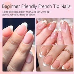 AddFavor uñas postizas ovalas blancas brillantes para un look impecable.