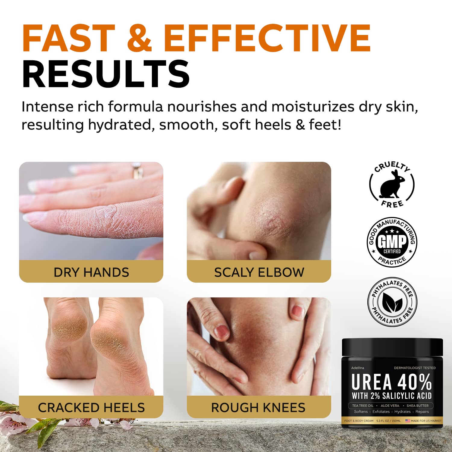 Adellina crema urea 40% para manos, hidratación intensa.