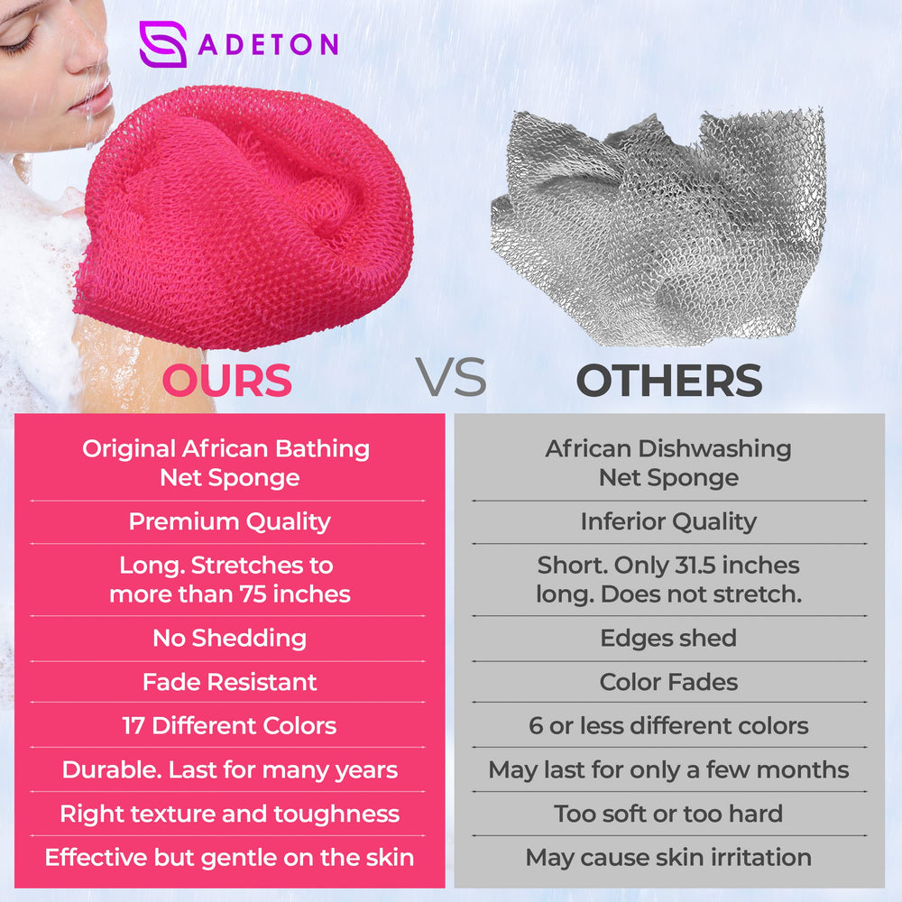 ADETON esponja africana rosa para exfoliar suave y revitalizar la piel