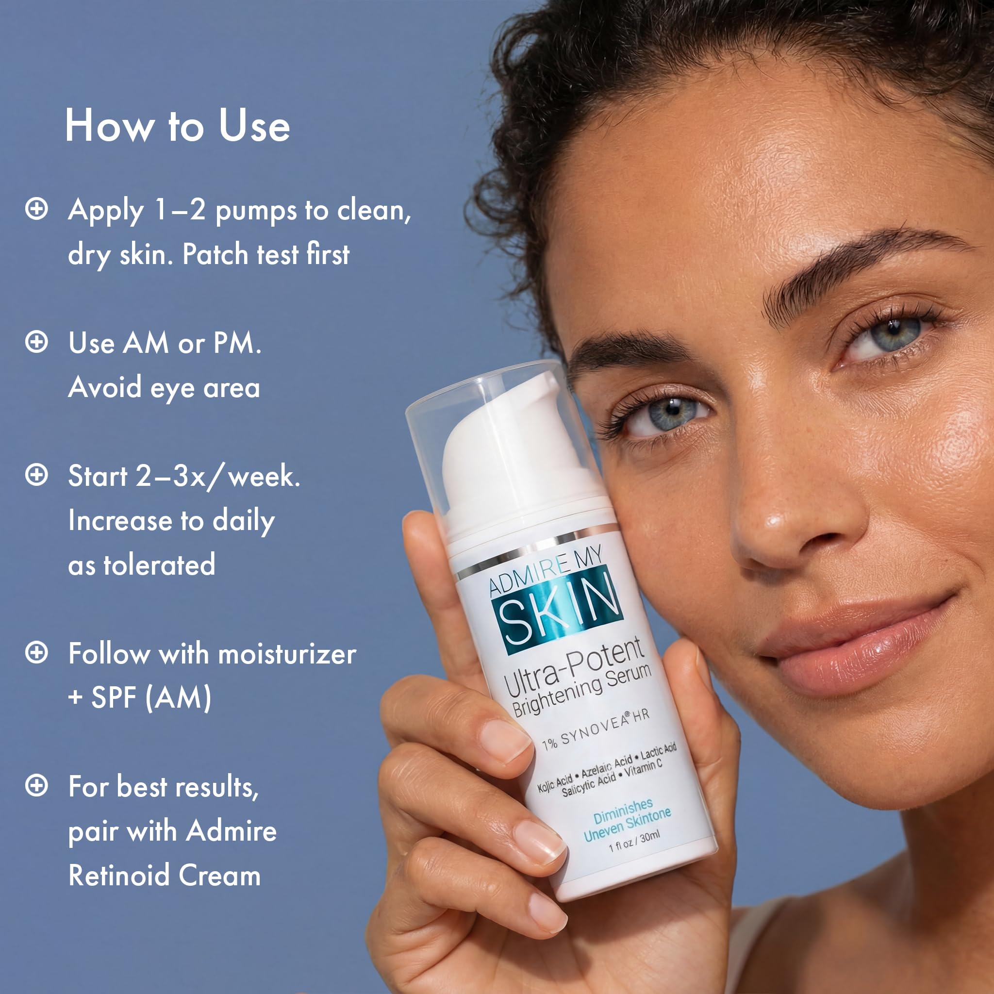 Tono uniforme en cara gracias al serum Admire My Skin.