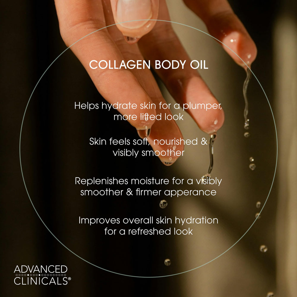 Aceite corporal Advanced Clinicals colágeno, té verde.