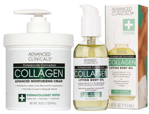 Advanced Clinicals aceite corporal colágeno vertido, hidratación suave.